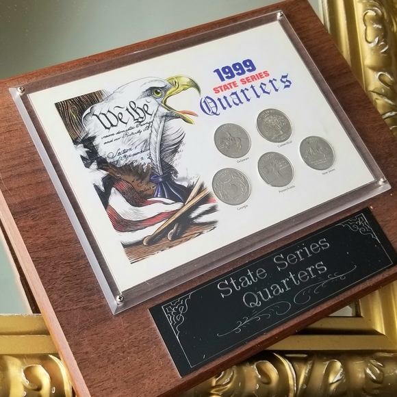 ❗1999 State Series Quarters Vintage Wooden Display Plaque❗ - Picture 2 of 5